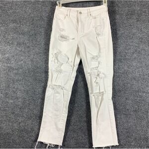 PacSun‎ Jeans Womens 25 White Denim High Rise Distressed Cotton 28x26 Grunge Emo